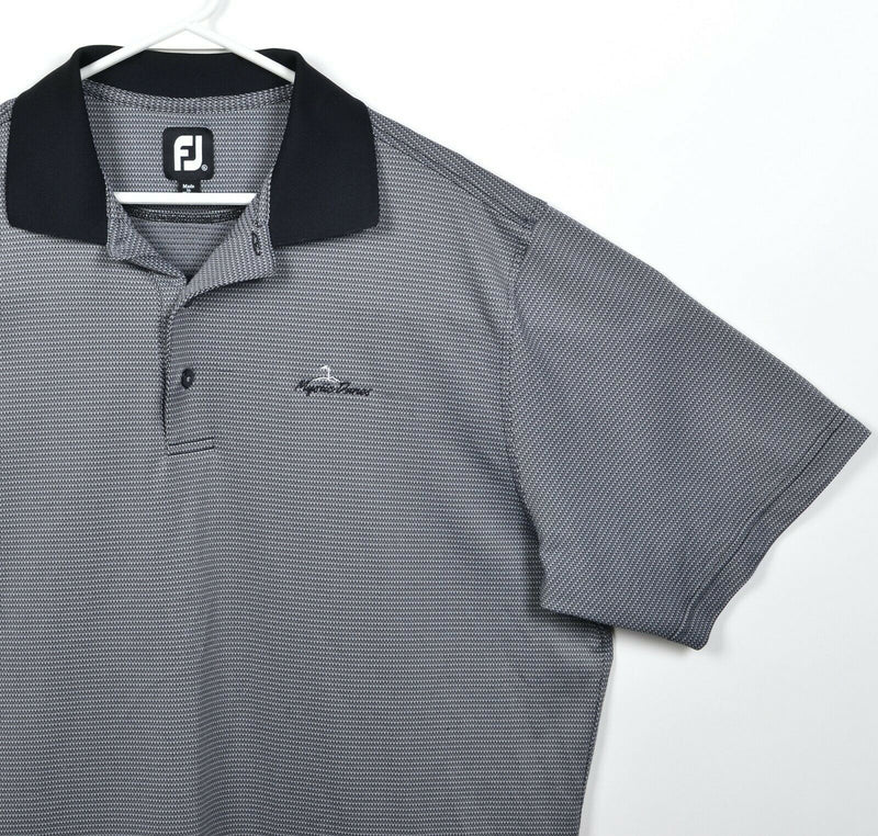 FootJoy Men's XL Gray Black Geometric FJ Golf Wicking Performance Polo Shirt