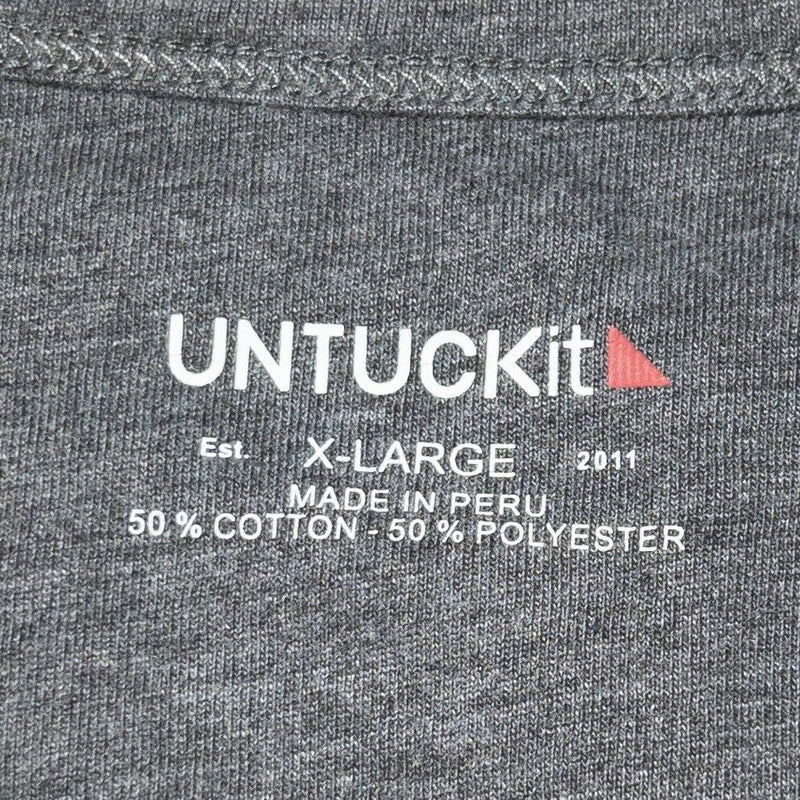 UNTUCKit Gracia Slit Neck Tee Soft Long Sleeve Charcoal Gray Men's XL