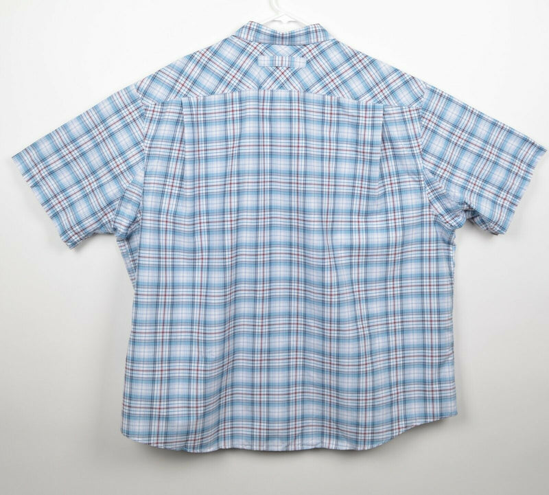 Duluth Trading Men's Sz 3XL Blue Plaid Short Sleeve Fishing Polyester Shirt