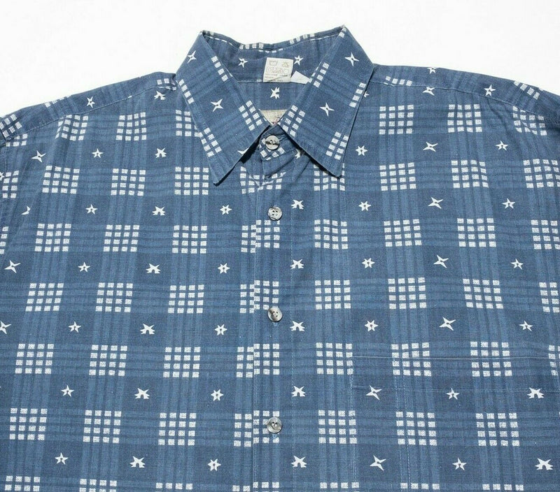 Territory Ahead Men's Long Sleeve Shirt Medium Blue Stars Geometric Button-Front