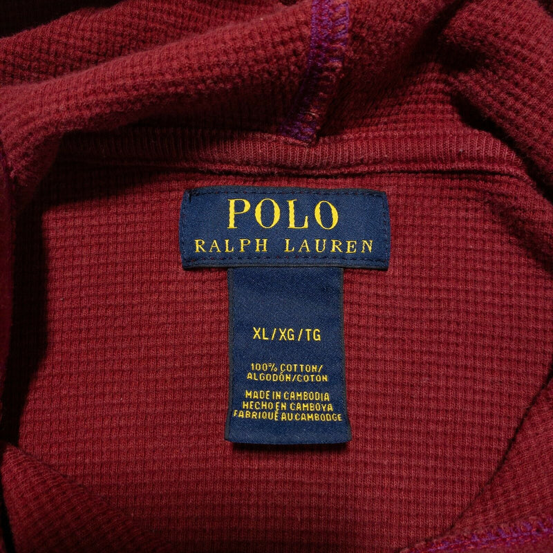 Polo Ralph Lauren Men's XL Waffle-Knit Dark Red Lightweight Shirt Hoodie