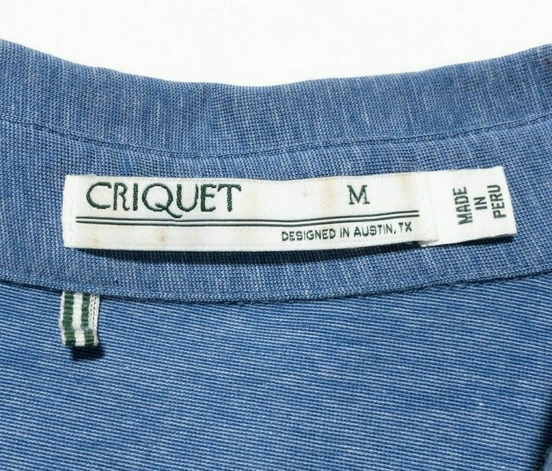 Criquet Polo Medium Men's Heather Blue Pocket Short Sleeve Golf Casual Logo