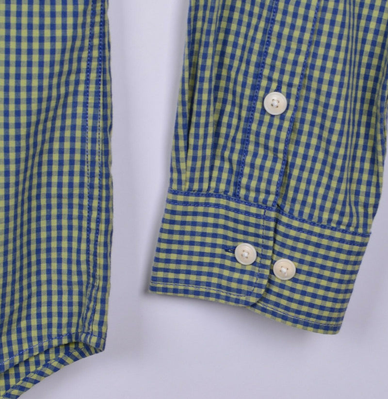 The Normal Brand Men's Medium Blue Green Plaid Gingham Check Long Sleeve Shirt