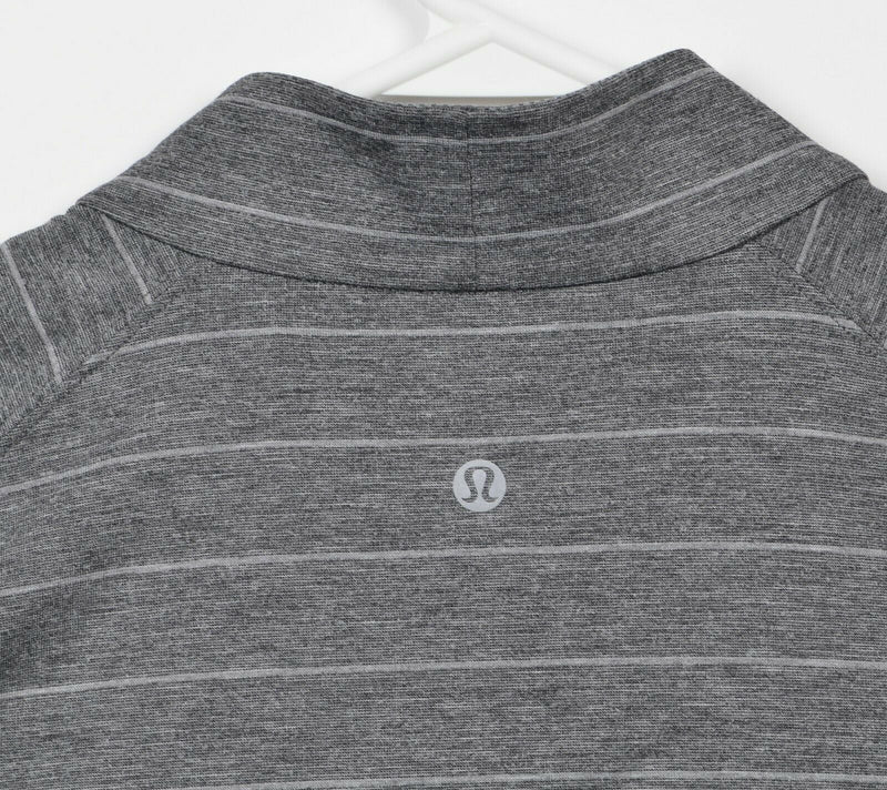 Lululemon Men's 2XL? Switchback 1/4 Zip Heather Gray Striped Activewear Top