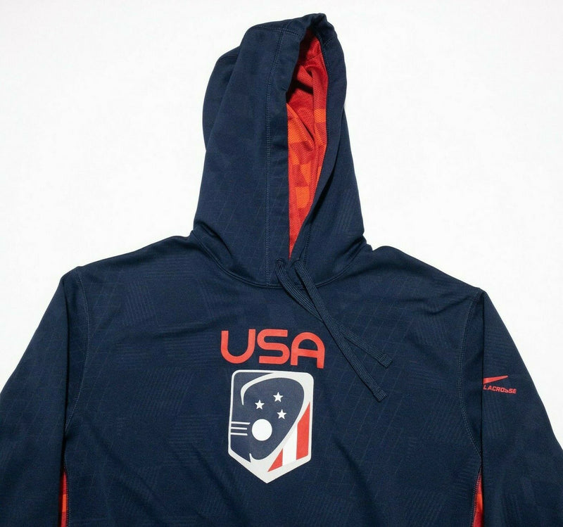 USA Lacrosse Nike Dri-Fit Pullover Hoodie Navy Blue Red Team USA Men's Large