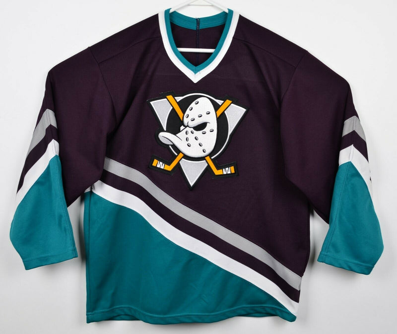 Vintage 90s Anaheim Mighty Ducks Men's Medium CCM Maska Air-Knit Hockey Jersey