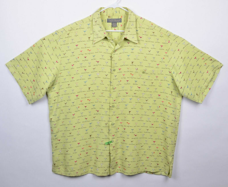 Tori Richard Men’s 2XL 100% Silk Green Drink Martini Hawaiian Aloha Shirt
