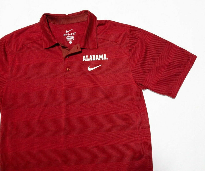 Alabama Nike Polo Medium Men Golf Shirt Wicking Dri-Fit Red Striped Crimson Tide