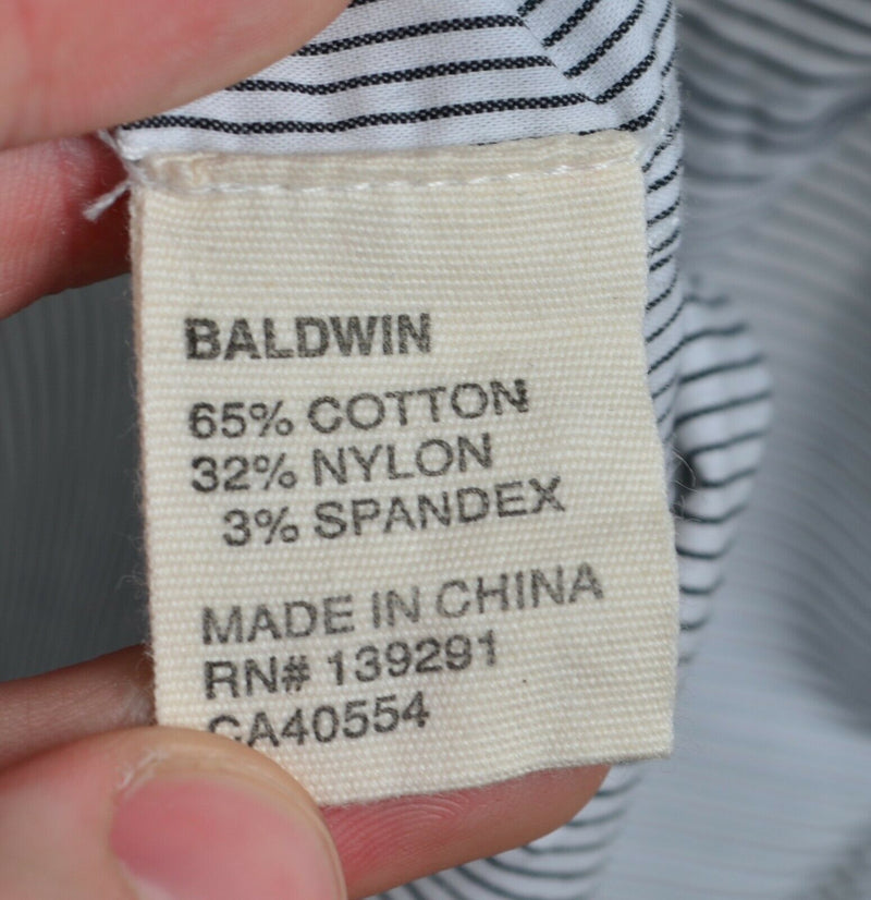 Baldwin Kansas City Men's Medium? Black White Striped Cotton Nylon Blend Shirt