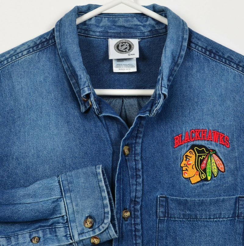 Chicago Blackhawks Men's Medium NHL Denim Embroidered Button-Down Shirt