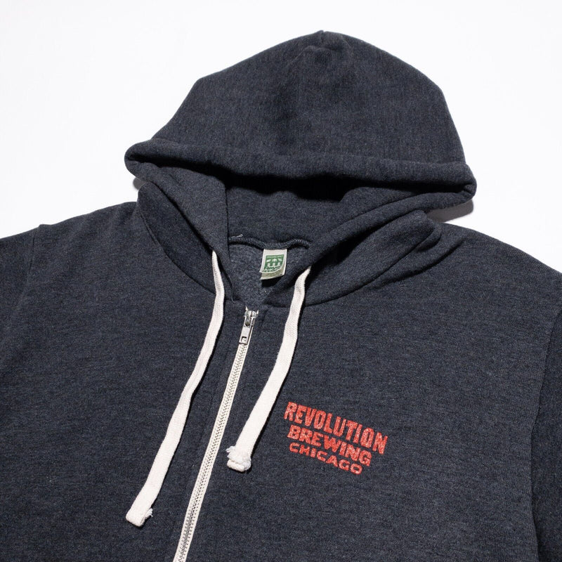 Revolution Brewing Chicago Hoodie Men's Large Flag Beer Brewery Full Zip Gray