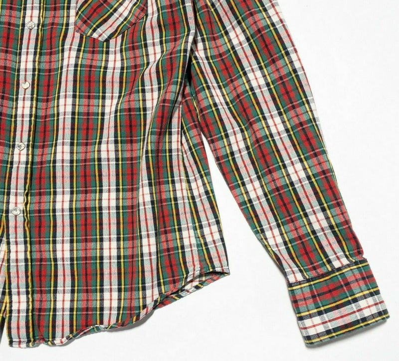 RRL Ralph Lauren Snap-Front Flannel Shirt Red Plaid Double RL Men's Large
