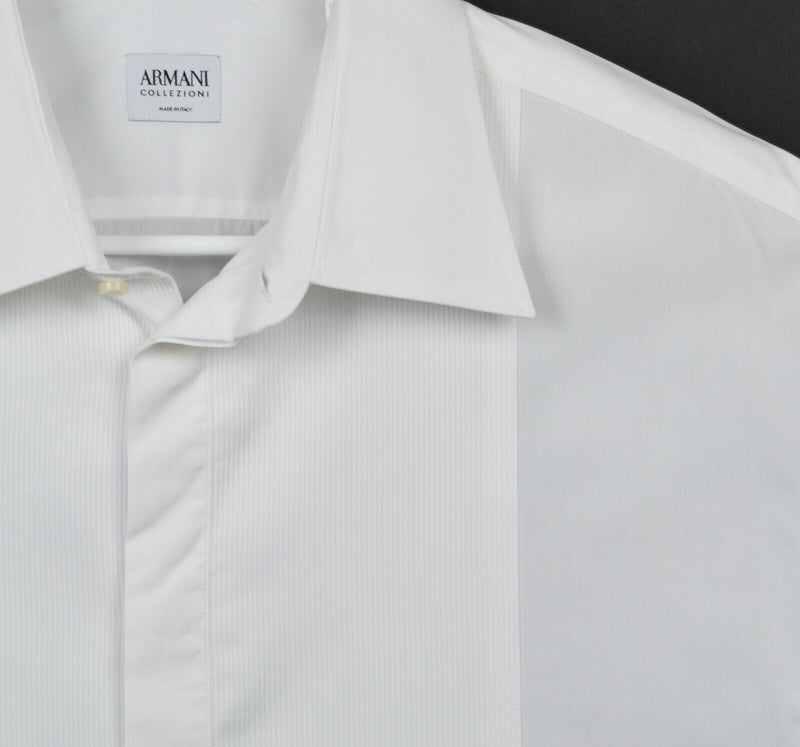 Armani Collezioni Men's Sz 17 French Cuff Ruffle White Italy Formal Tuxedo Shirt