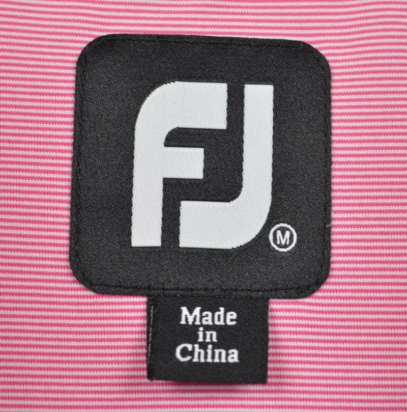 FootJoy Men's Medium Pink/Red Micro-Striped FJ Performance Golf Polo Shirt