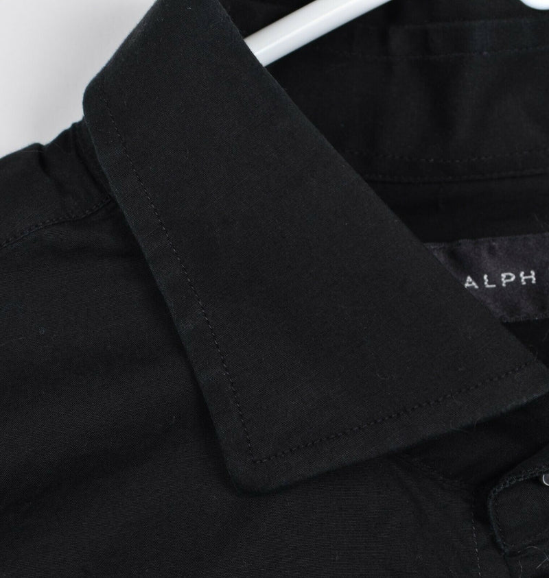 Ralph Lauren Black Label Men's Large Solid Black Cotton Elastane Italian Shirt