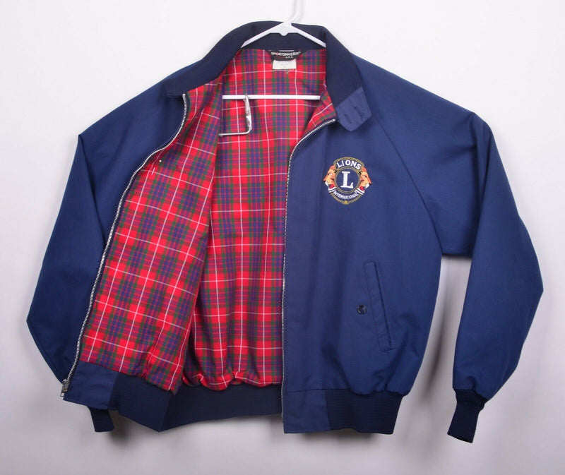 Vtg 80s Lion's Club Men's Sz XL Flannel Lined Blue Bomber Jacket by Sportsmaster