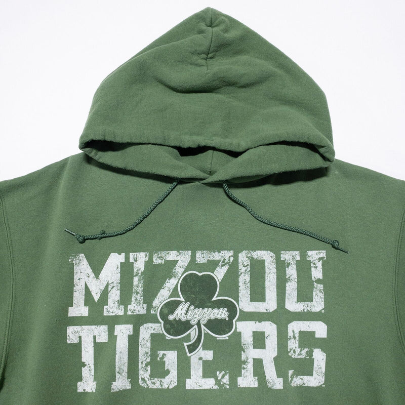 Missouri Tigers Hoodie Men's Large Champion Green Shamrock Irish Mizzou St. Pats