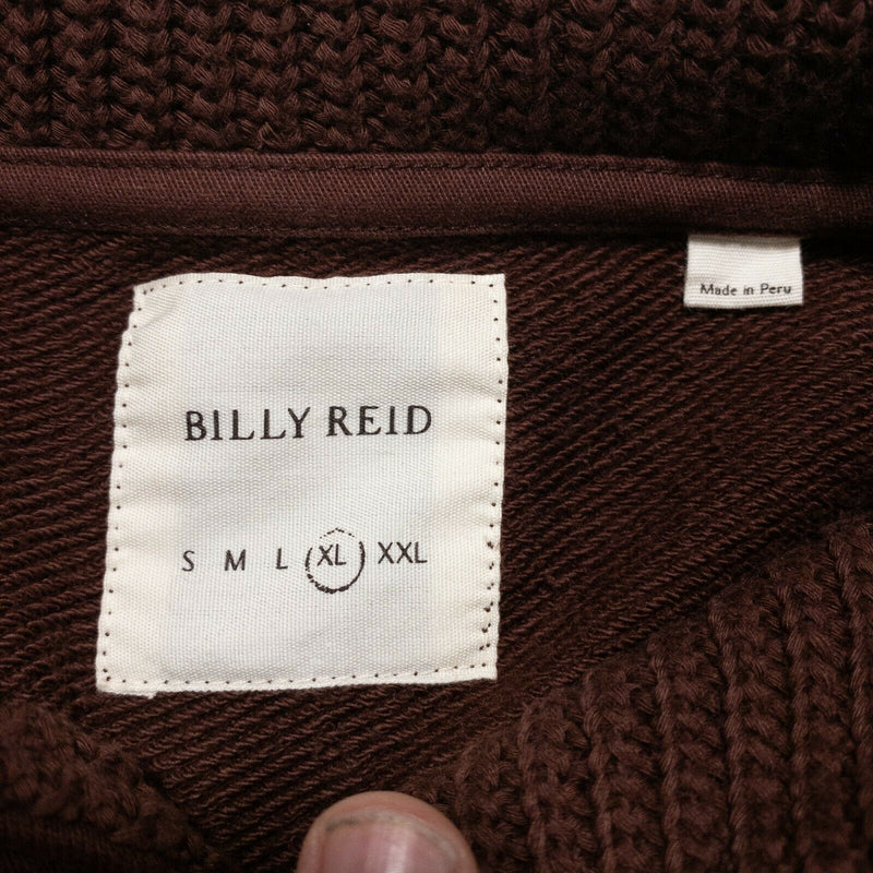 Billy Reid Men's XL Burgundy Red/Brown Toggle Shawl Collar Pullover Sweatshirt