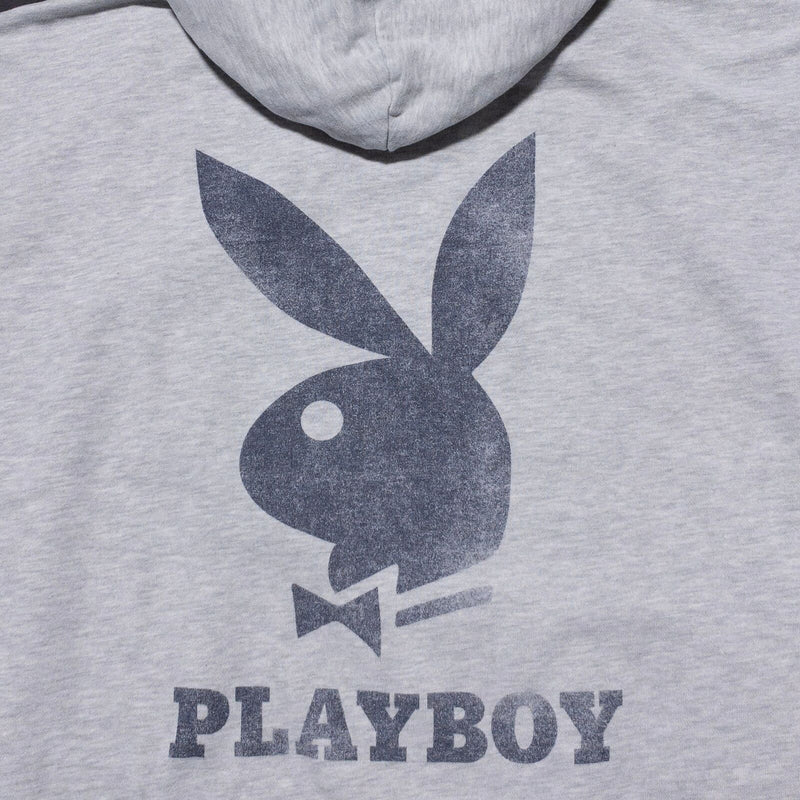 Playboy by Pacsun Hoodie Women's Large Full Zip Sweatshirt Gray Bunny Logo