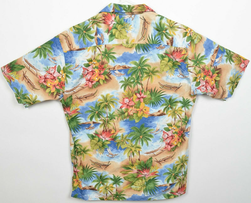 Tori Richard Men's Small Blue Floral Blue Green Beach Hawaiian Aloha Camp Shirt