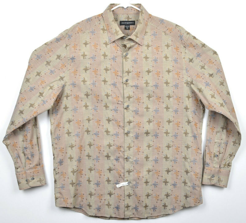 Jhane Barnes Men's Sz Large Multi-Color Geometric Star Button-Down Shirt