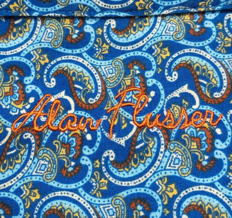 Alan Flusser Paisley Shirt Large Men's Long Sleeve Blue Colorful Button-Down