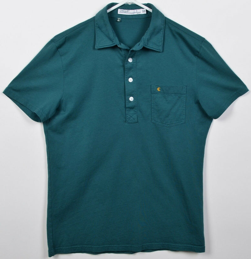 Criquet Men's Small Slim Fit Dark Green Golf Casual Pocket Polo Shirt