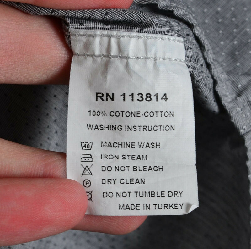 Billy Reid Men's 2XL Standard Cut Gray Polka Dot Long Sleeve Button-Down Shirt