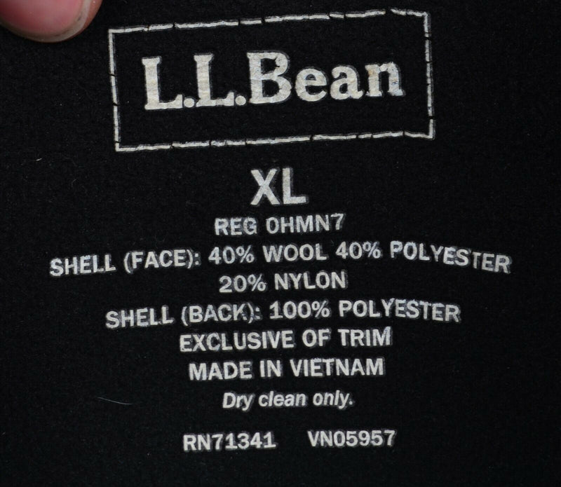 LL Bean Men's XL Wool Blend Solid Dark Gray Fleece Lined Full Zip Jacket