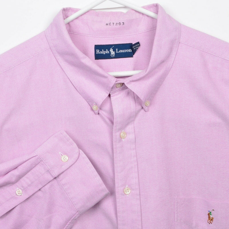 Polo Ralph Lauren Men's 3XB (3XL Big) Solid Pink Pony Oxford Button-Down Shirt