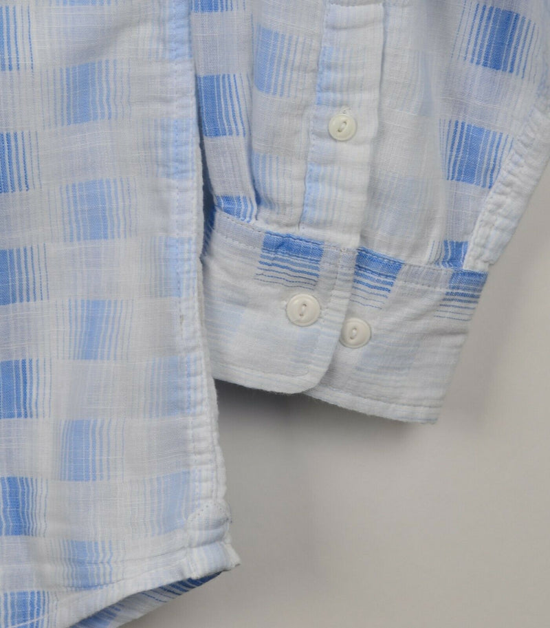 Carbon 2 Cobalt Men's XL White Blue Plaid Long Sleeve Button-Front Shirt