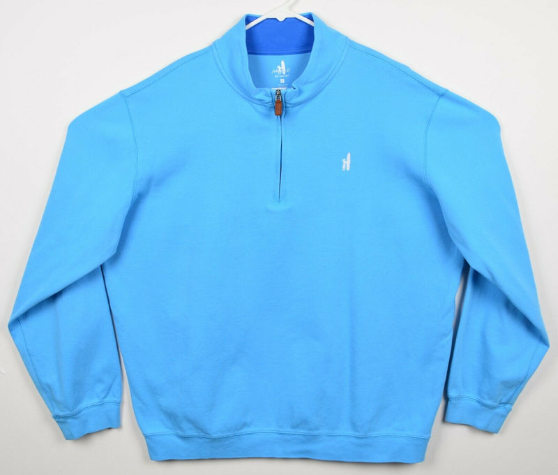 Johnnie-O Men's XL 1/4 Zip Solid Blue Preppy Pullover Sweater Sweatshirt