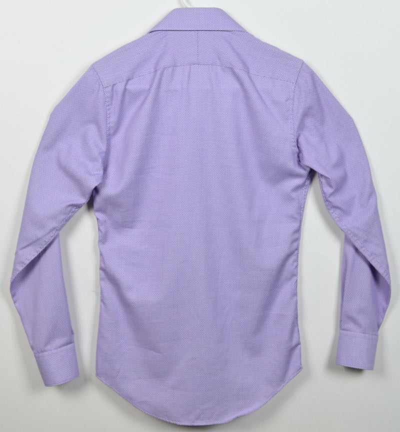 T.M. Lewin Men's 14.5/33.5 (Small) Purple Long Sleeve Button-Front Dress Shirt