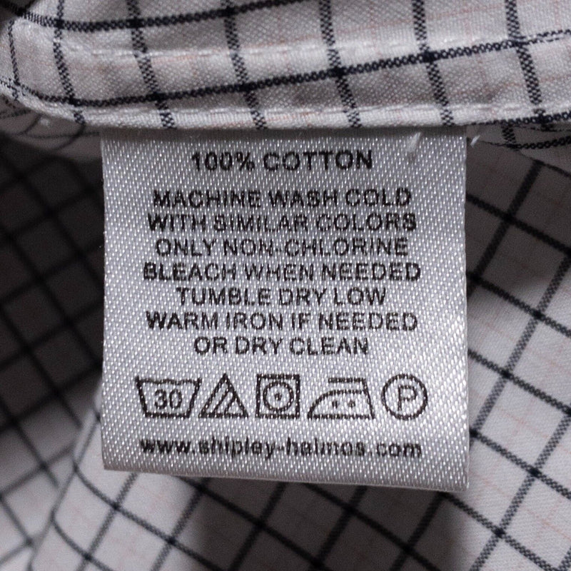 Shipley & Halmos Shirt Men's Large Long Sleeve White Graph Check Button-Up