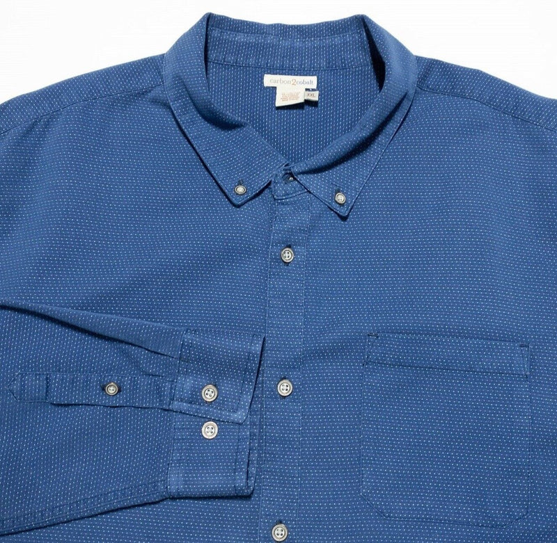 Carbon 2 Cobalt Polka Dot Shirt XXL Men's Long Sleeve Button-Down Blue 2XL