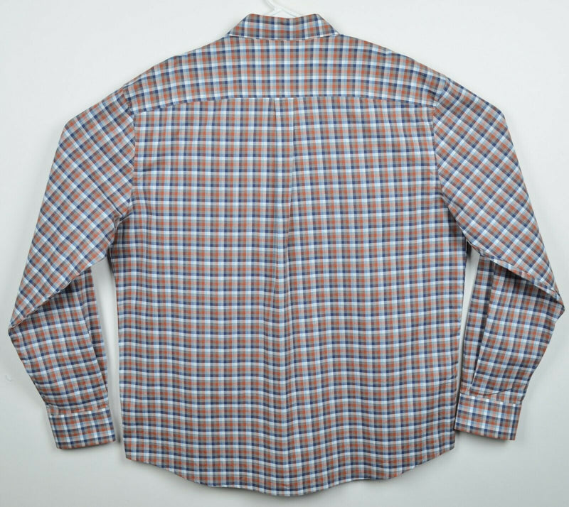 Johnnie-O Men's XL Hangin' Out Navy Orange Check Yellowstone Button-Down Shirt