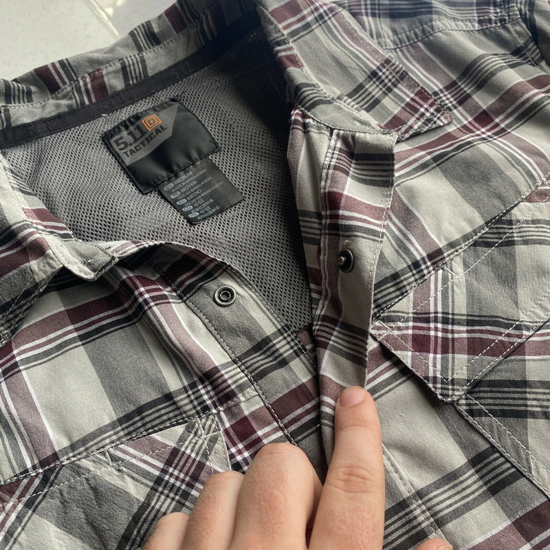 5.11 Tactical Men's Medium Snap-Front QuickDraw Gray Plaid Conceal Carry Shirt