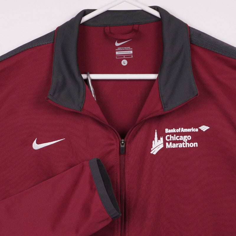 Nike Chicago Marathon Men's Large Burgundy Red Full Zip Lightweight Track Jacket
