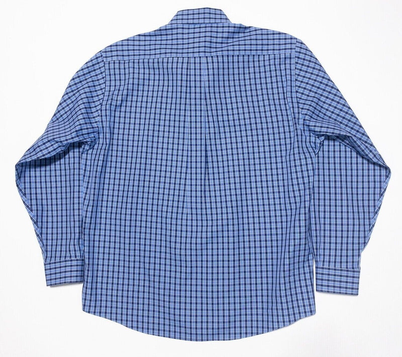 Brooks Brothers Men's Large Shirt Non-Iron Blue Check Long Sleeve Button-Down