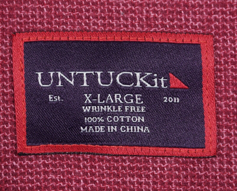 UNTUCKit Men's XL Wrinkle Free Red Casual Button-Front Flannel Shirt