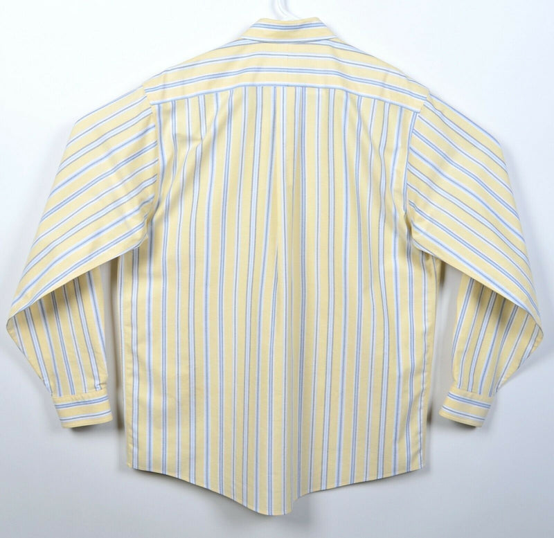 L.L. Bean Men's 16-35 (Large) Yellow Striped Wrinkle Resisant Button-Down Shirt