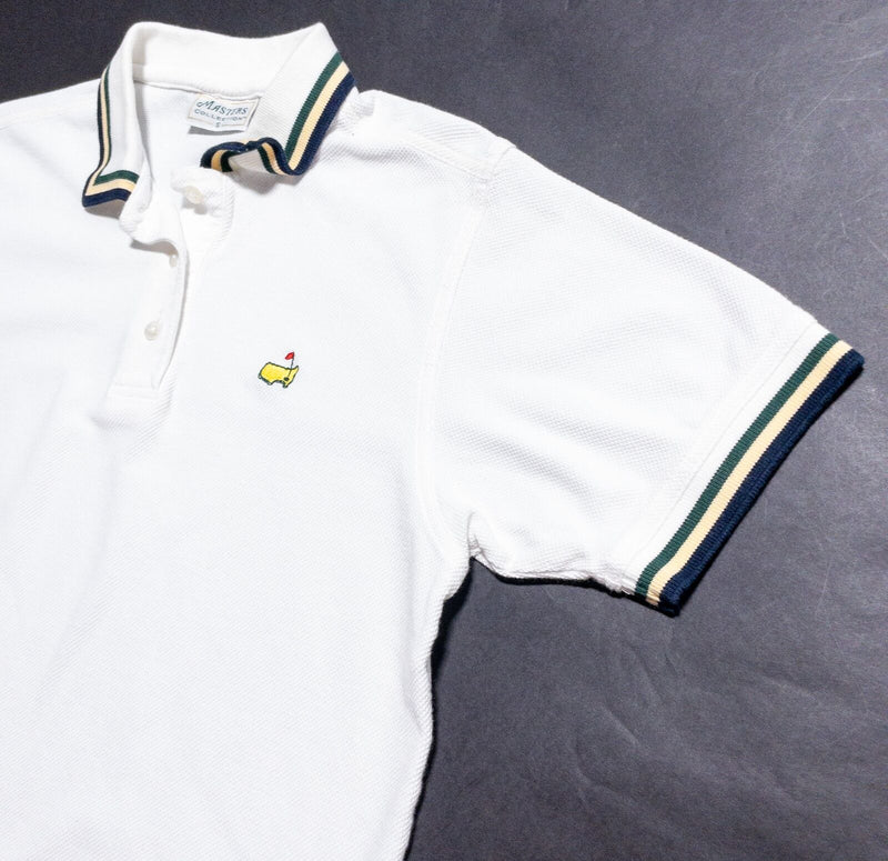 Vintage Masters Golf Polo Shirt Men's Small White Made in USA Stripe Accent 90s