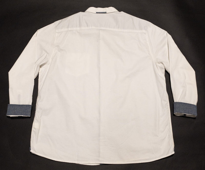 Carbon 2 Cobalt Shirt Men's 2XL Flip Cuff Long Sleeve Solid White Button-Front