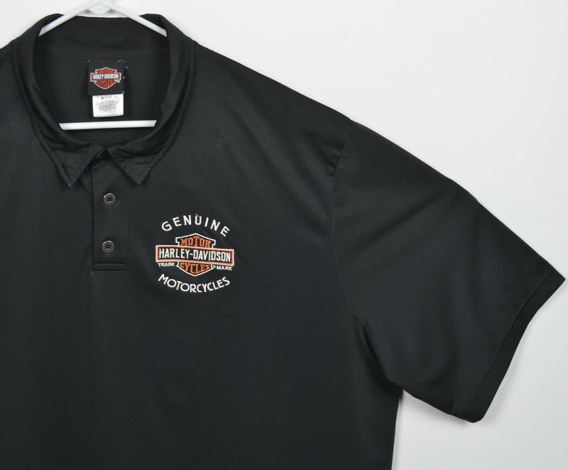 Harley-Davidson Men's 3XL Black Logo Polyester Wicking Stretch Golf Polo Shirt