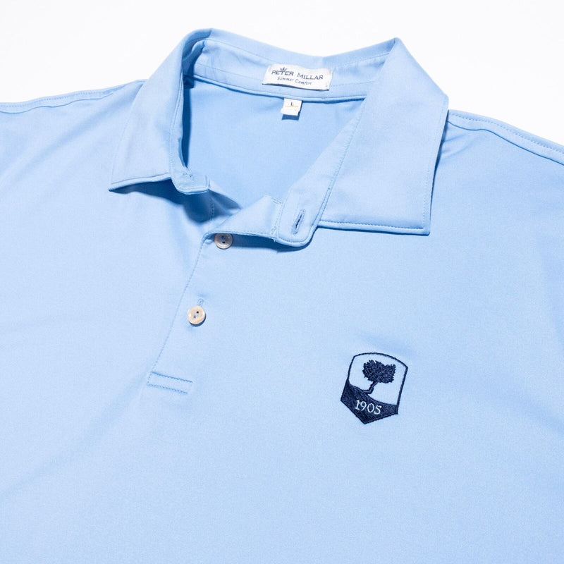 Peter Millar Summer Comfort Golf Polo Men's Large Solid Light Blue Shirt Wicking