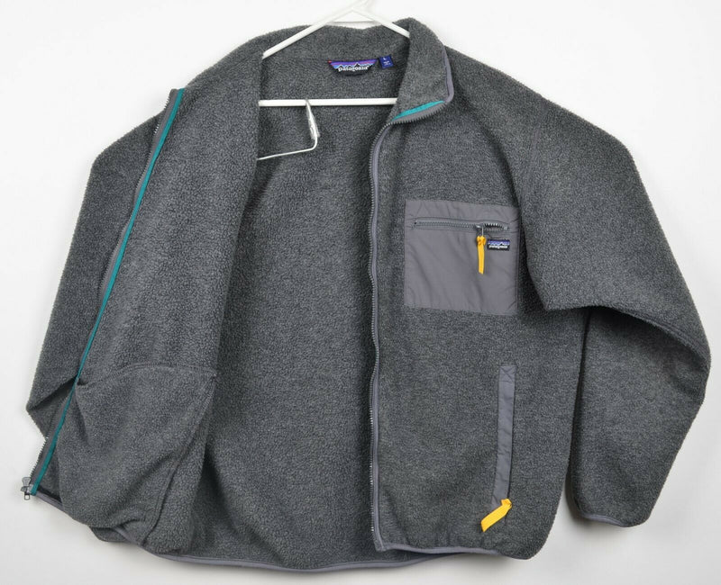 Vintage 90s Patagonia Men's Large Gray Fleece Full Zip Retro-X USA Jacket 25021