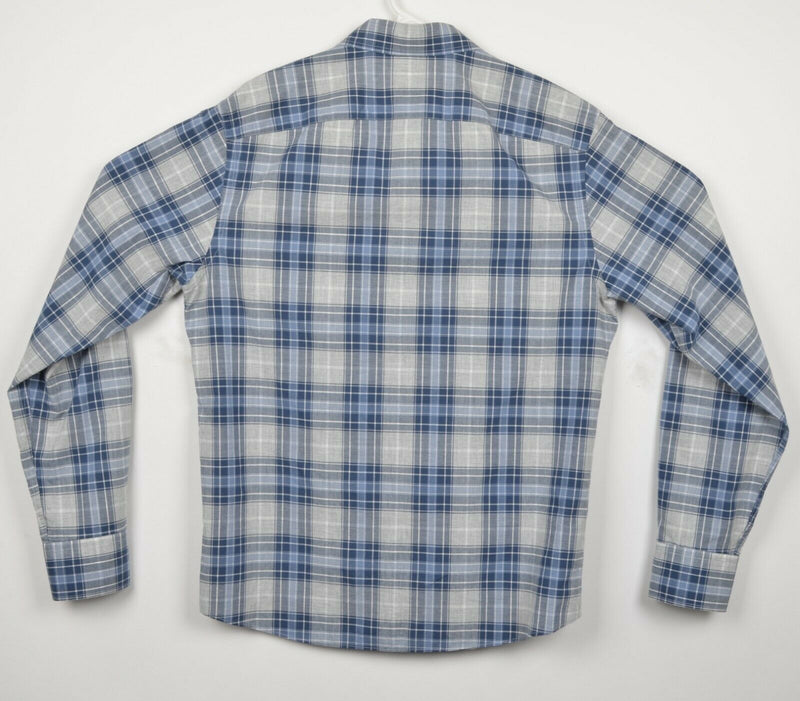 UNTUCKit Men's Medium Slim Fit Gray Blue Plaid Button-Front Shirt