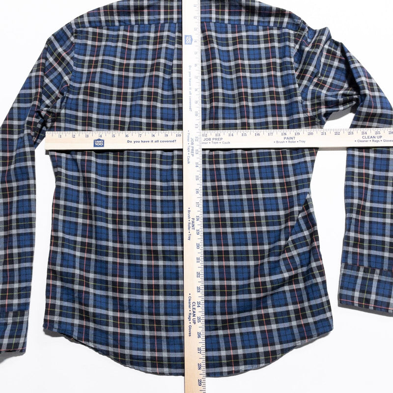 Thomas Mason J. Crew Flannel Shirt Mens Medium Slim Blue Plaid Check Button-Down