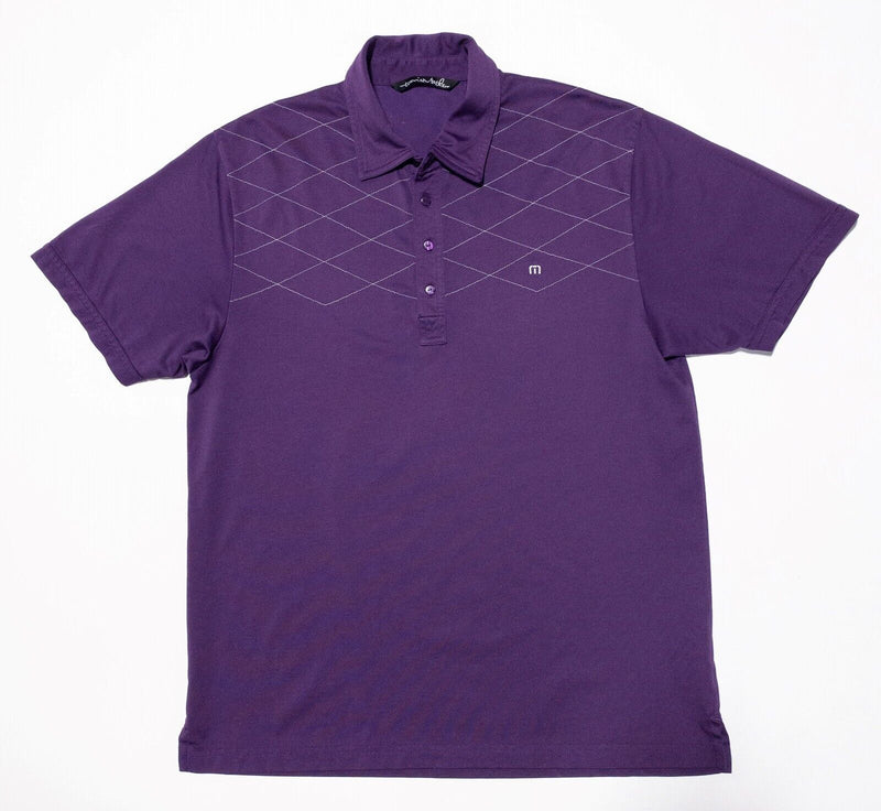 Travis Mathew Polo Mens Fits Size Large Shirt Golf Purple Diamond Argyle Stretch