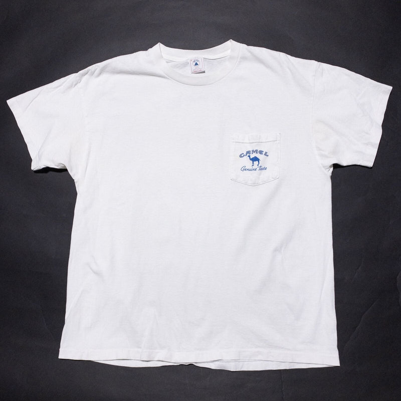 Vintage Camel Cigarette T-Shirt Mens XL Pocket Genuine Taste Single Stitch White